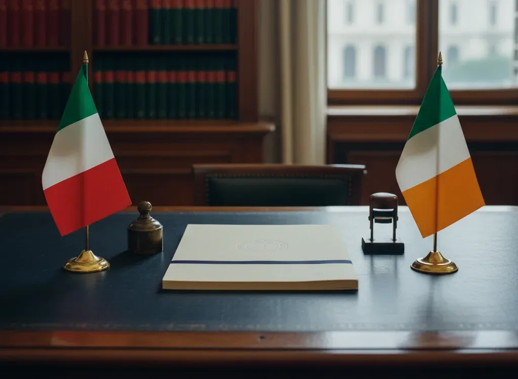 Codice fiscale italiano per cittadini nati in Costa d'Avorio — scena d'archivio istituzionale con bandiere Costa d'Avorio e Italia, codice catastale Z313