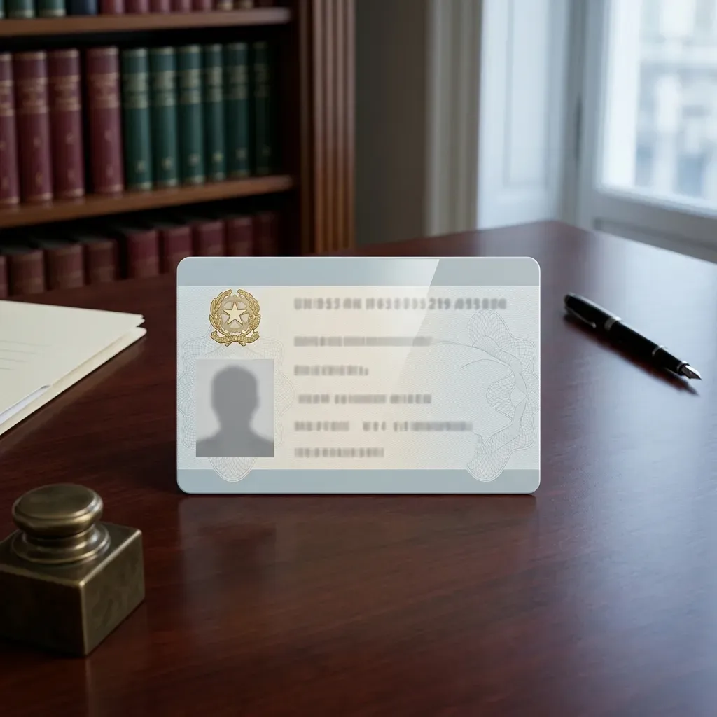 Tessera del codice fiscale italiano su scrivania d'archivio istituzionale — guida al calcolo, struttura e codice catastale