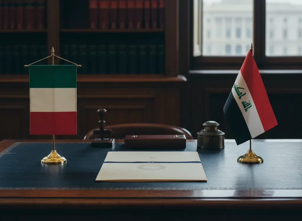 Codice fiscale italiano per cittadini nati in Iraq — scena d'archivio istituzionale con bandiere Iraq e Italia, codice catastale Z225